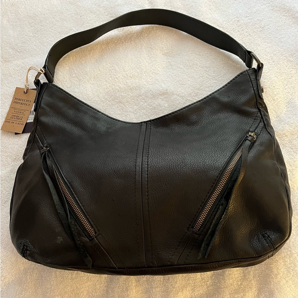 American Leather Co Black Ripley Hobo Bag. New
